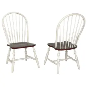 Dlu-c30-aw-2 Sunset Trading Andrews Dining Chair Antique White With Chestnut Seat