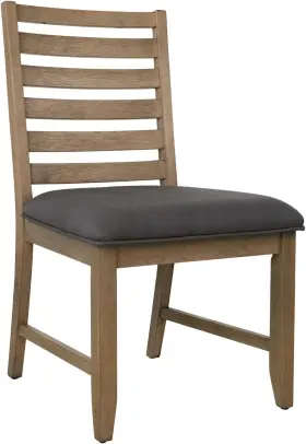 Ed-d18620ssc-2 Sunset Trading Saunders Slat Back Dining Side Set Of 2 Gray Padded Seat Acacia
