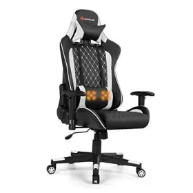 Go-su-62040wh-wh Superbuy Massage Gaming Chair Reclining Backrest Handrails And Seat Height White