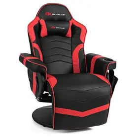 Go-su-63196re-wh Superbuy Massage Gaming Chair Racing Style Recliner Red Height Not Adjustable