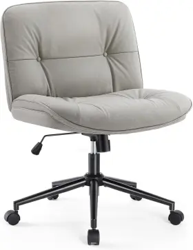 Sweetcrispy 313042152126 Criss Cross Legged Chair With Wheels Armless Office Desk Pu Leather Wide Seat