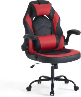 3896-rd-h2su Sweetcrispy Ergonomic Gaming Desk Chair - Computer Video With Comfy Black Red