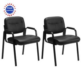 Sweetcrispy 61092p Office Reception Guest Chair Set Wheels Leather Stationary Waiting