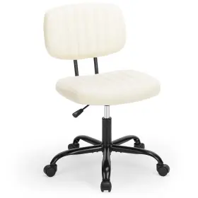 Sweetcrispy 722402639120 Small Desk Armless Comfortable Office Wheels Rolling Task Low Ba