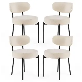 Sweetcrispy 722898003504 Dining Chairs Set Of 4 Boucle Upholstered Kitchen With Curved Backres