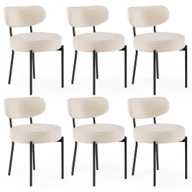 Sweetcrispy 722898003511 Dining Chairs Set Of 6 Boucle Upholstered Kitchen With Cu
