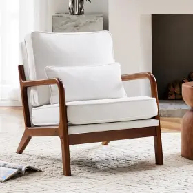 Sweetcrispy 722898006642 Accent Chair Mid Century Modern With Pillow Upholstered Lou
