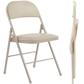Sweetcrispy 725380217564 Folding Chair 2 Pack Leather Padded Chairs Sturdy Metal