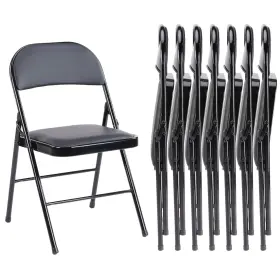 Sweetcrispy 725380222018 Folding Chair 8 Pack Leather Padded Chairs Sturdy Metal