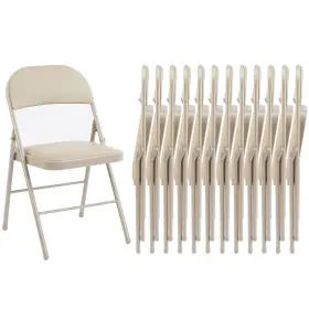 Sweetcrispy 725380223008 Folding Chair 12 Pack Leather Padded Chairs Sturdy Metal Foldable C