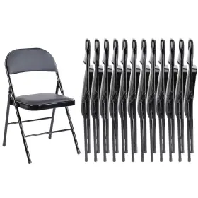 Sweetcrispy 725380223015 Folding Chair 12 Pack Leather Padded Chairs Sturdy Metal Foldable C