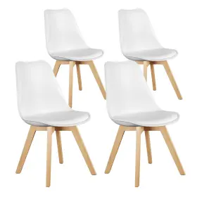 90c1021 Sweetcrispy Dining Chairs Set Of 4 Kitchen Room Pu Leather Mid Century Modern Up