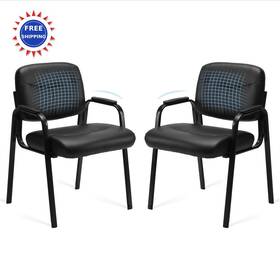 Sweetcrispy C-6109-2p Office Reception Guest Waiting Room Chairs Set Of 2 Leather