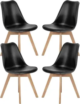 Qfv002 Sweetcrispy Mid Century Modern Dining Chairs Set Of 4 Pu Black