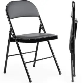 Wgek08h Sweetcrispy Folding Chair 2 Pack Leather Padded Chairs Sturdy Metal F