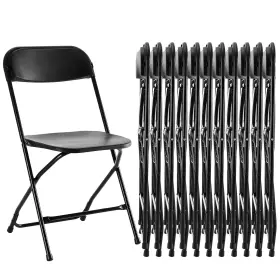 Zdys12pbk-hj2 Sweetcrispy Folding Chair 12 Pack Plastic For Home Office Party Comfy Black