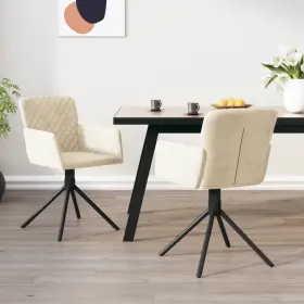 Swivel Dining Chair Set 720287109075 Of 2 Cream Velvet