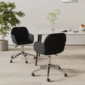 Swivel Dining Chairs 720287013808 2 Pcs Black Fabric