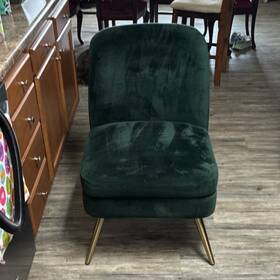 Target 1639-7683-48 Modern Dark Green Upholstered Accent Chair Metal Brass Finish Polyester