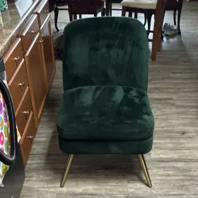 1639-7683-48 Target Modern Dark Green Upholstered Accent Chair Metal Brass Finish Polyester