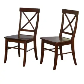 Target Marketing Systems 024319751163 Albury Wooden Cross Back Dining Chairs 18.75 Inch W Brown