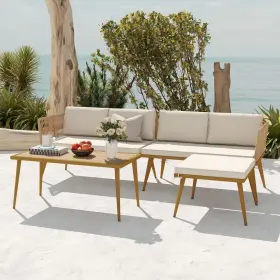 Beysh3wl1o Taus 3 Pieces Patio Furniture Set Outdoor Rattan Conversation Sectional L-shaped Sofa