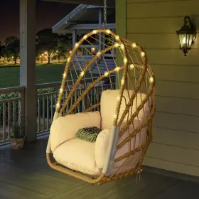 Beysh7fvwf Taus Swing Egg Chair With Light And Cushions Wicker Hammock Foldable Hanging Basket