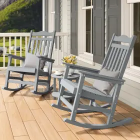 Beyshgq9mg Taus 2 Pcs Patio Rocking Chairs All Weather Adirondack With Cushion Adjustable Backrest