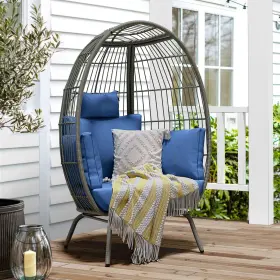 Beyshlauc2 Taus Teardrop Egg Chair Outdoor Patio Wicker Oversized Lounger With Cushions