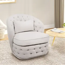 Beyshv3eyh Taus Grey Single Sofa Swivel Chair 360-degree Metal Base