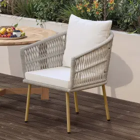 Beyshx1ayo Taus Beige Outdoor Dining Armchair Single Sofa Chair For Patio Backyard Poolside