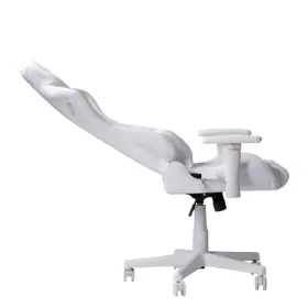 Techni 815764017429 Velvet Memory Foam Gaming Chair White Height Adjustable With Built-in Headrest