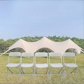 Techtongda 23c9w748 Commercial 5 Pack One Set White Plastic Folding Stackable Chairs