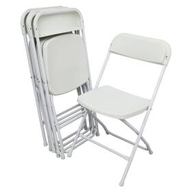 Techtongda Sf239748 1 Set 5 Pack Commercial White Plastic Folding Stackable Chairs Capacity 264lbs