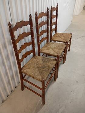 Tell City 2312 3 Vintage Colonial Early American Ladderback Dining Sider Chairs