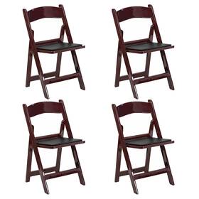 Tentandtable 840344518959 Padded Folding Chairs 4 Pack Mahogany Resin Comfy Event Chair Indoor Outdoor