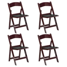 Tentandtable 840344518959 Padded Folding Chairs 4 Pack Mahogany Resin Comfy Event Chair Indoor Outdoor