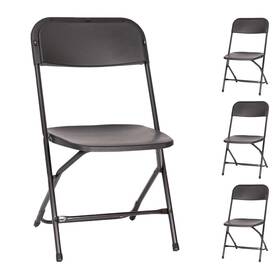 Tentandtable Cy-pfhdbk-4 Black Plastic Folding Chairs 4 Pack Indoor Outdoor Event 650lb Extra Wide
