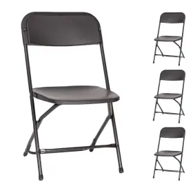 Cy-pfhdbk-4 Tentandtable Black Plastic Folding Chairs 4 Pack Indoor Outdoor Event 650lb Extra Wide