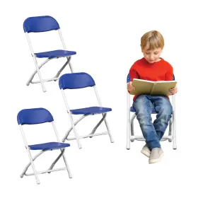 Cy-pfkbl-4-open Tentandtable Kids Plastic Folding Chairs Blue Kindergarten Preschool Children 4 Pk Open Box