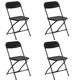 Cy-pfsbk-4 Tentandtable Plastic Folding Chairs Black 4 Pack Indoor Outdoor Event Party 700 Lb Capacity