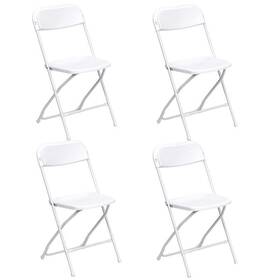 Tentandtable Cy-pfswt-4 Plastic Folding Chairs White 4 Pack Indoor Outdoor Event Party 700 Lb Capacity