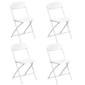 Cy-pfswt-4 Tentandtable Plastic Folding Chairs White 4 Pack Indoor Outdoor Event Party 700 Lb Capacity