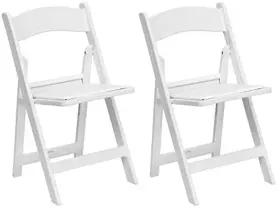 Cy-rfwt-2 Tentandtable White Resin Stackable Folding Chairs 2 Pack Heavy Duty
