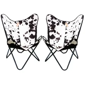 36hs Texandecor 705230604027 Genuine Leather Butterfly Chair Folding Lounge Modern Sling Accent Seat