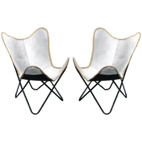 62hs Texandecor 705230604157 Genuine Leather Butterfly Chair Folding Lounge Modern Sling Accent Seat