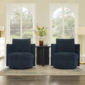 Thomasville Egcc181a2470usa Set Of 2 Elegant Modern Swivel Accent Chairs Fabric Barrel Back