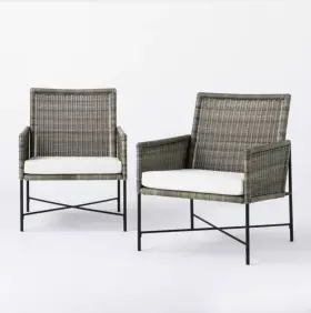 Threshold 191908310381 2pk Wicker And Metal X Frame Patio Accent Chairs - Gray Threshold/studio Mcgee