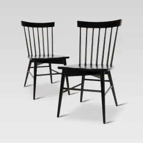 Threshold 191908890562 Set Of 2 Black Windsor Dining Chairs -