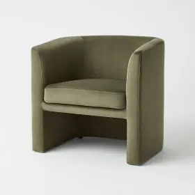 Threshold 191908948270 Vernon Upholstered Barrel Accent Chair Olive Velvet - Designed With